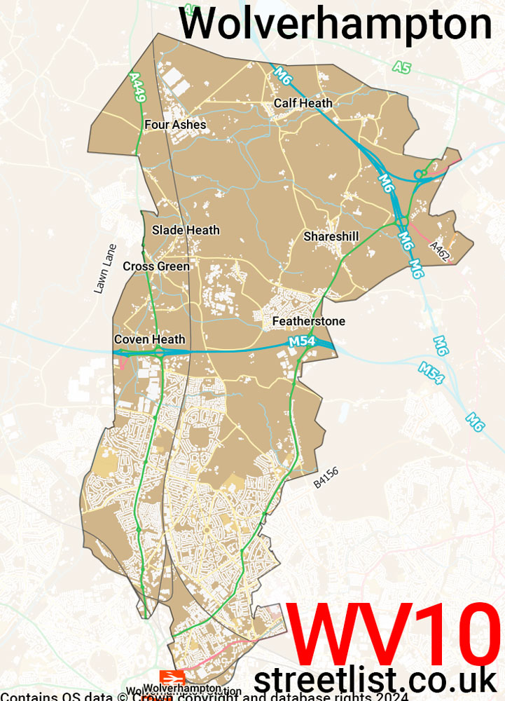 Map of the WV10 postcode