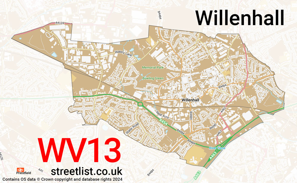 Map of the WV13 postcode