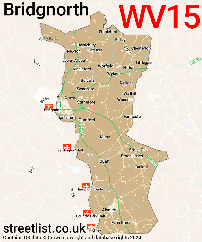 Map of the WV15 postcode