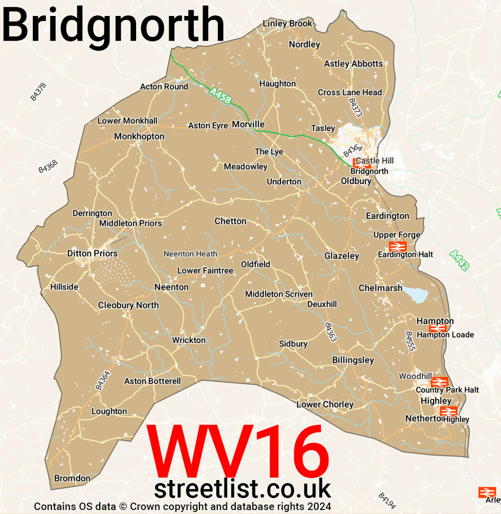 Map of the WV16 postcode