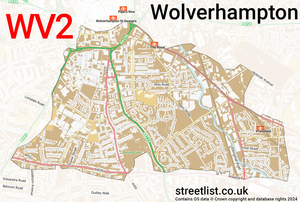 Map of the WV2 postcode