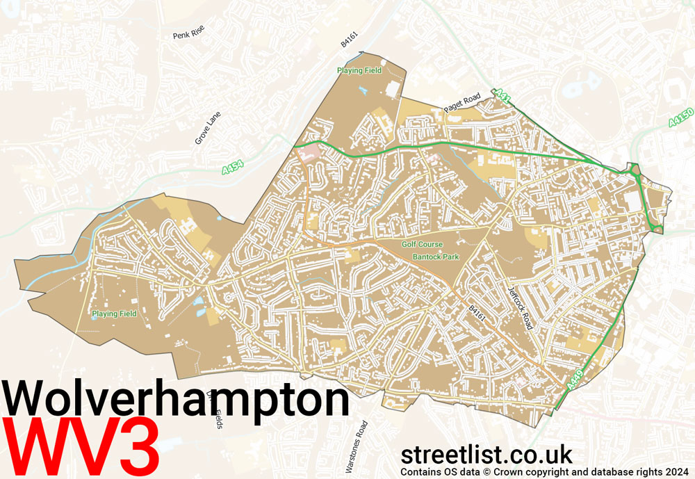 Map of the WV3 postcode