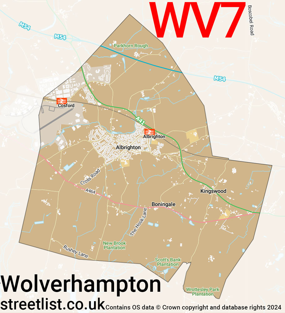 Map of the WV7 postcode