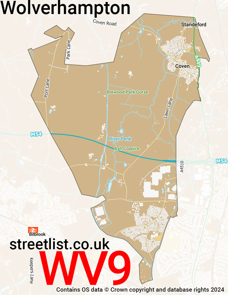 Map of the WV9 postcode