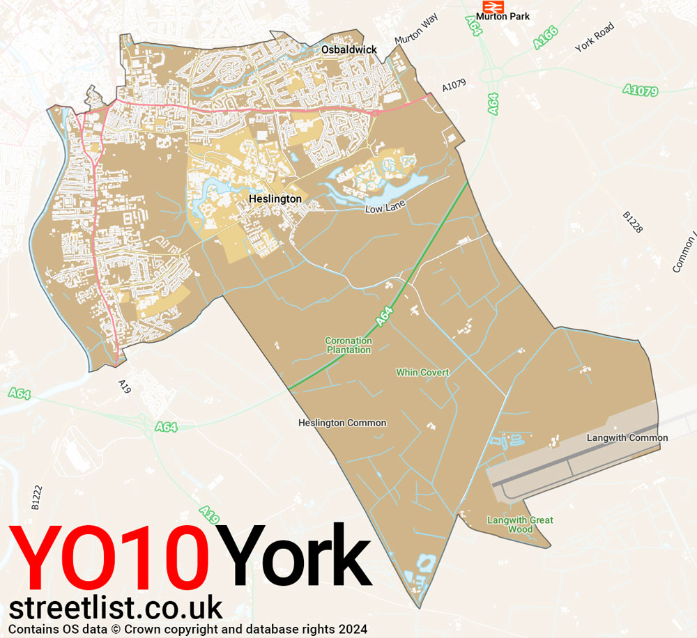 Map of the YO10 postcode