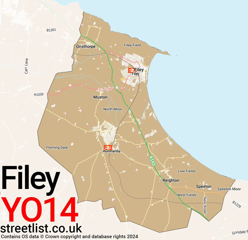 Map of the YO14 postcode