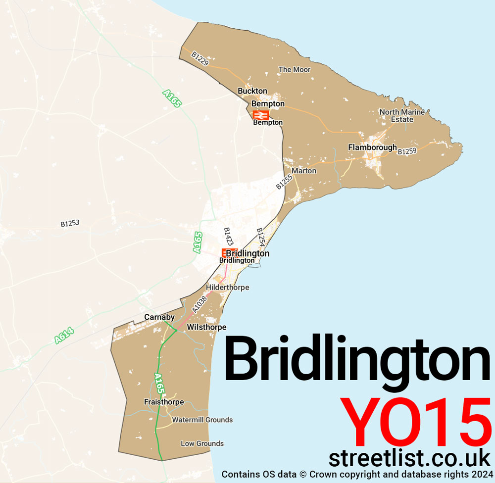 Map of the YO15 postcode