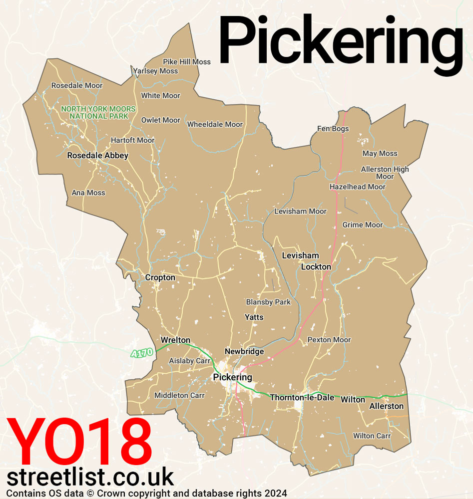 Map of the YO18 postcode