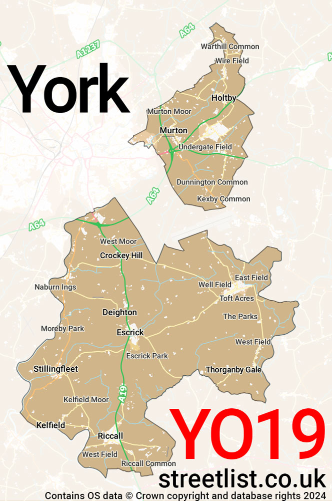 Map of the YO19 postcode