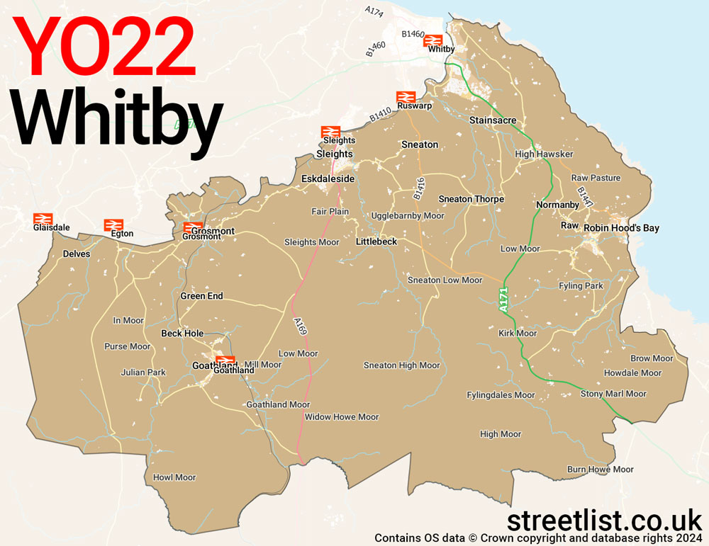 Map of the YO22 postcode