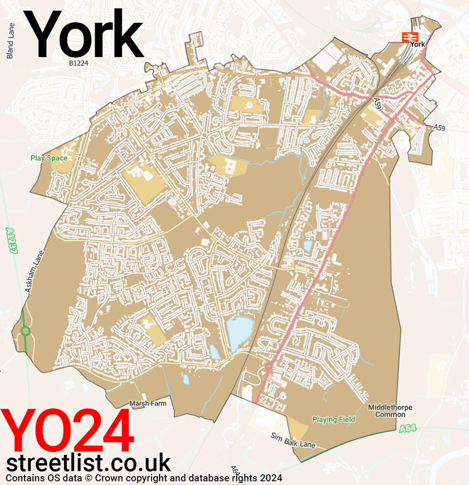 Map of the YO24 postcode