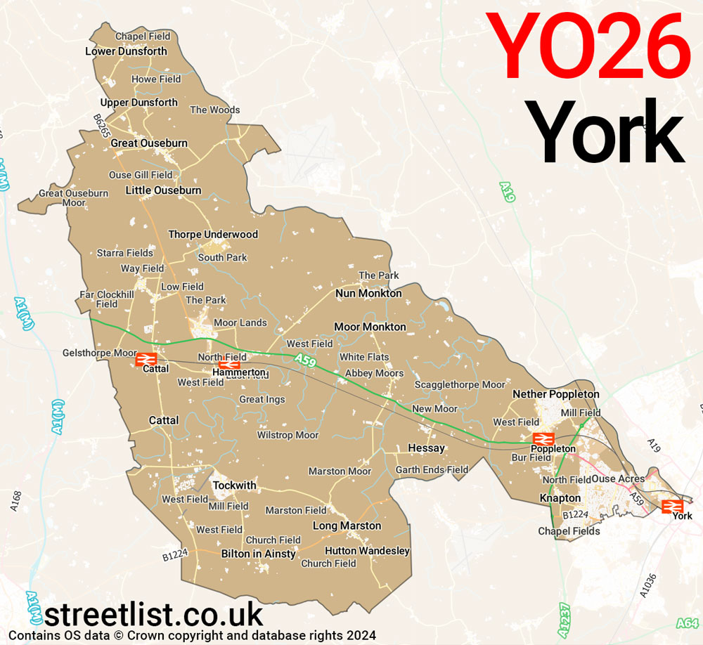 Map of the YO26 postcode