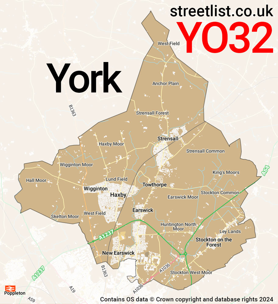 Map of the YO32 postcode