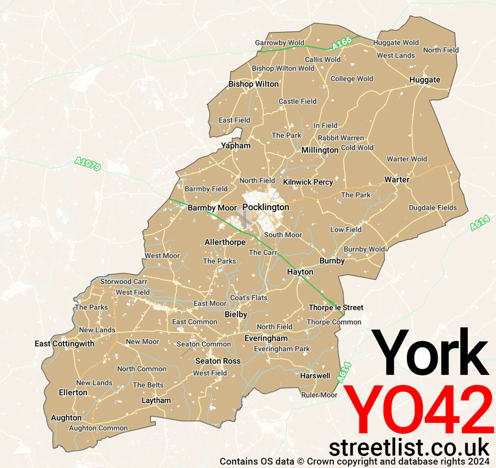 Map of the YO42 postcode