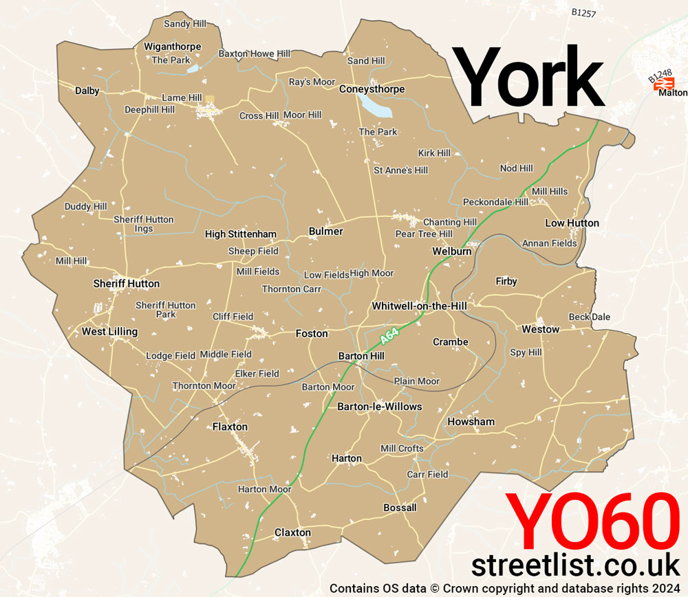 Map of the YO60 postcode