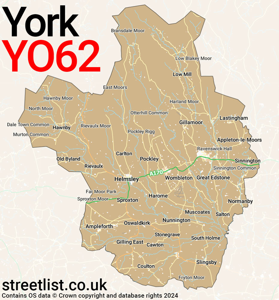 Map of the YO62 postcode