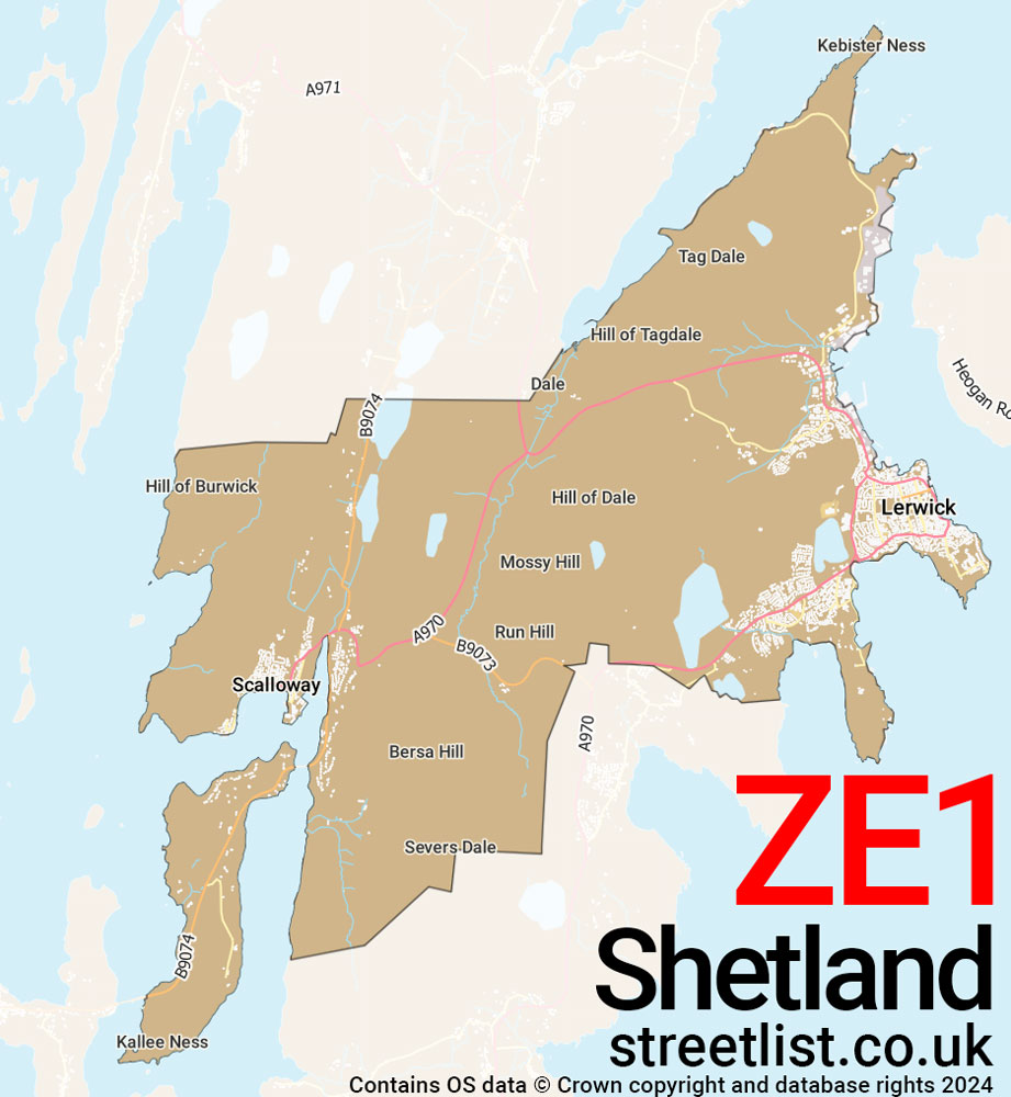 Map of the ZE1 postcode