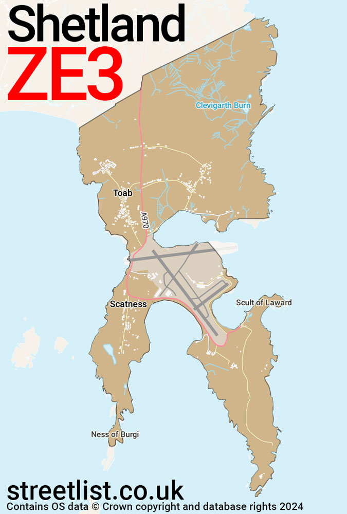 Map of the ZE3 postcode