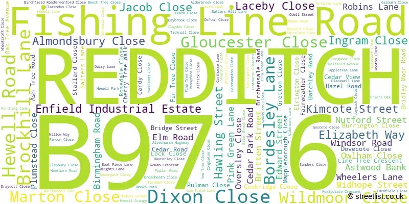 A word cloud for the B97 6 postcode