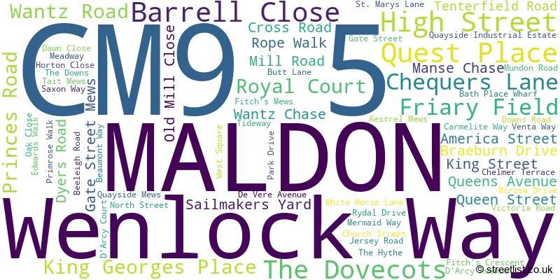 A word cloud for the CM9 5 postcode