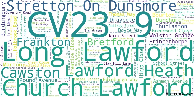 A word cloud for the CV23 9 postcode