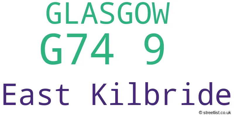 A word cloud for the G74 9 postcode