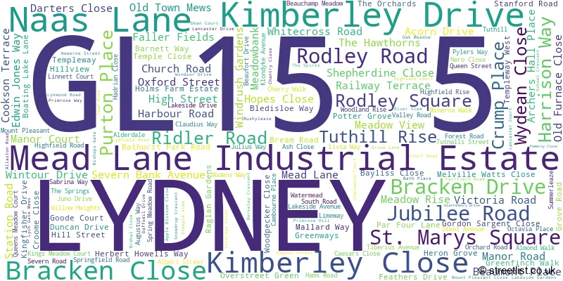 A word cloud for the GL15 5 postcode