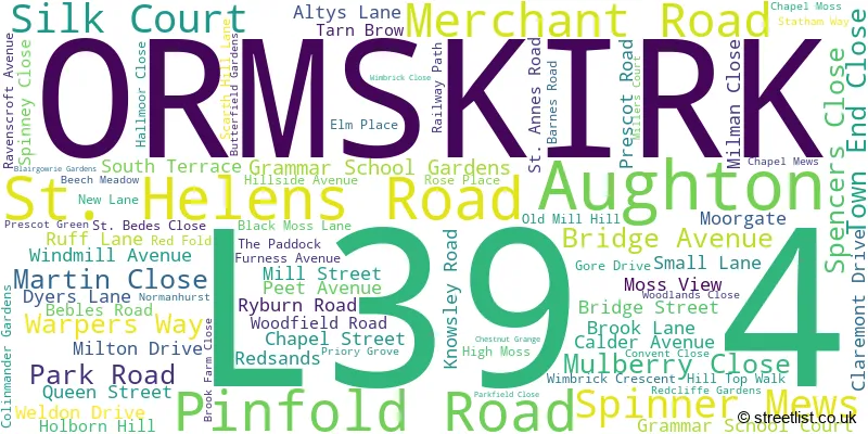 A word cloud for the L39 4 postcode
