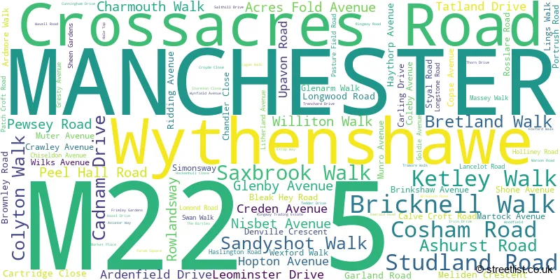 A word cloud for the M22 5 postcode