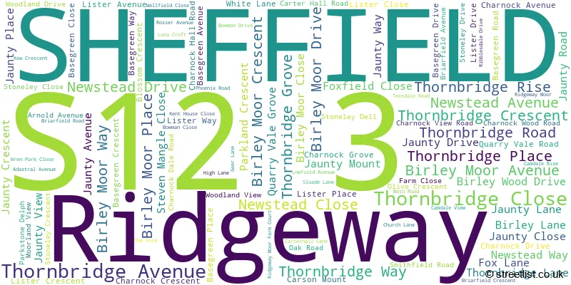 A word cloud for the S12 3 postcode