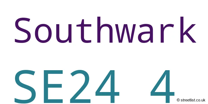 A word cloud for the SE24 4 postcode