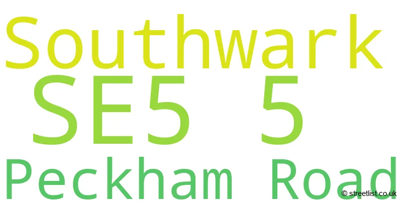 A word cloud for the SE5 5 postcode