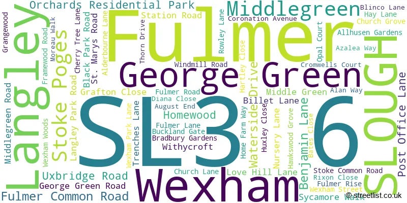 A word cloud for the SL3 6 postcode
