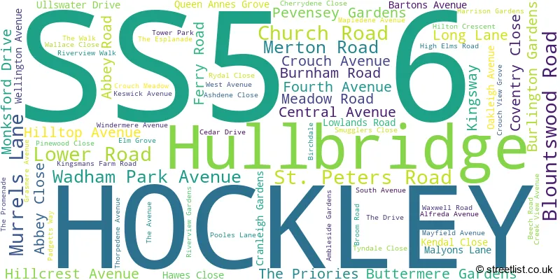 A word cloud for the SS5 6 postcode