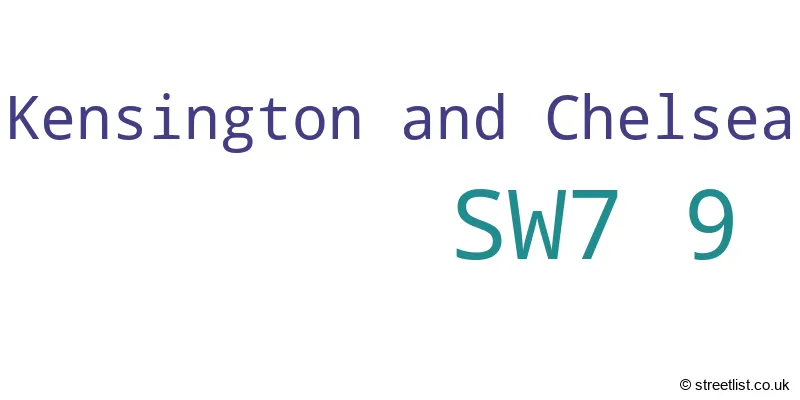 A word cloud for the SW7 9 postcode