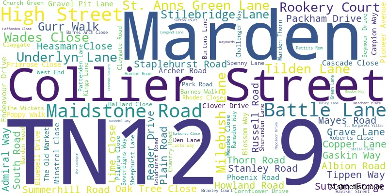 A word cloud for the TN12 9 postcode