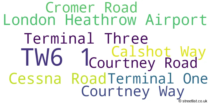 A word cloud for the TW6 1 postcode