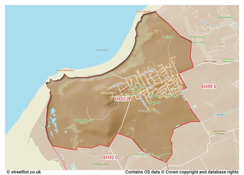 map showing postcode sectors within the EH31 district