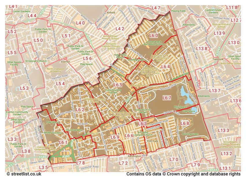 map showing postcode sectors within the L6 district