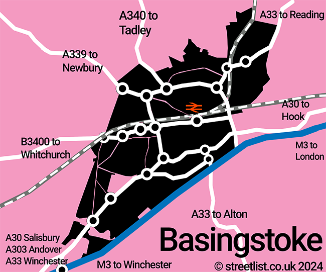 Simple map of Basingstoke