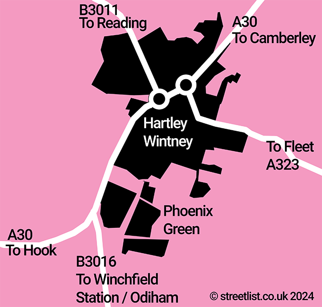 Simple map of Hartley Wintney