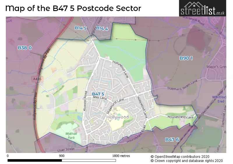 Map of the B47 5 and surrounding postcode sector