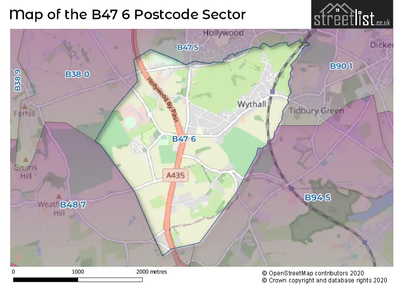 Map of the B47 6 and surrounding postcode sector