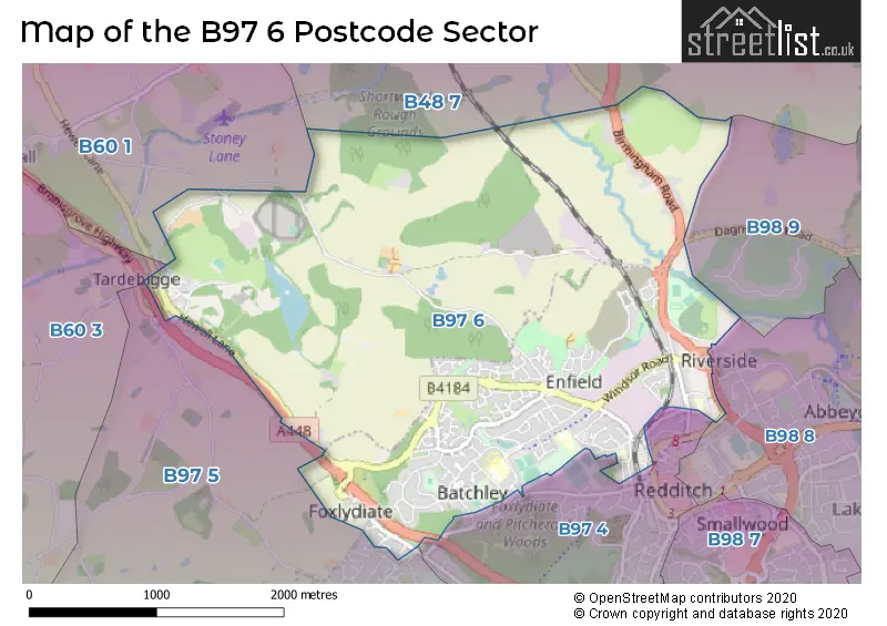 Map of the B97 6 and surrounding postcode sector
