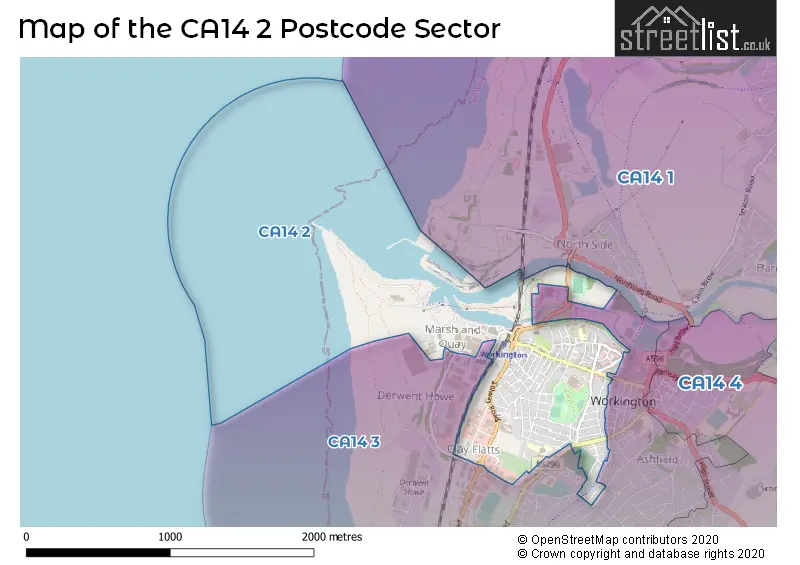 Map of the CA14 2 and surrounding postcode sector