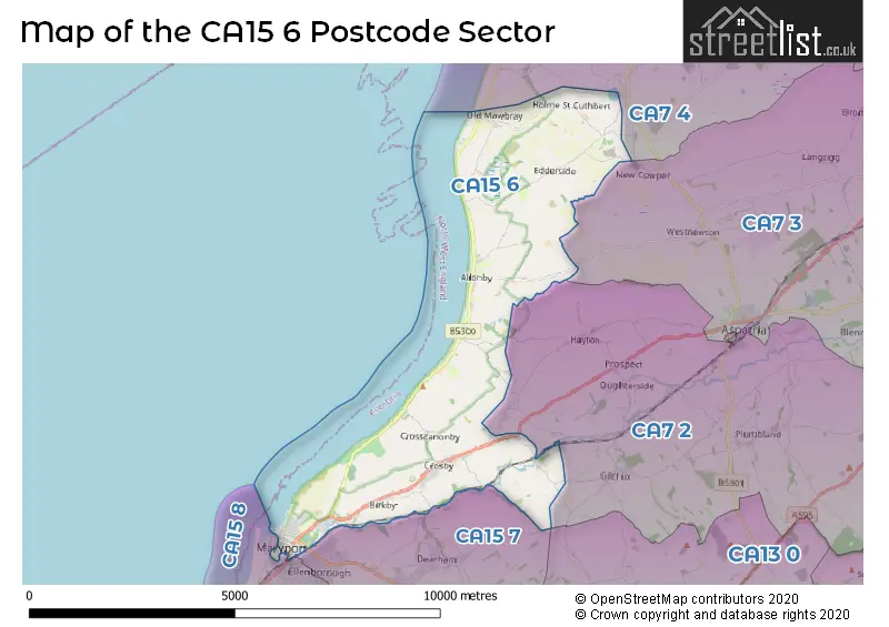 Map of the CA15 6 and surrounding postcode sector