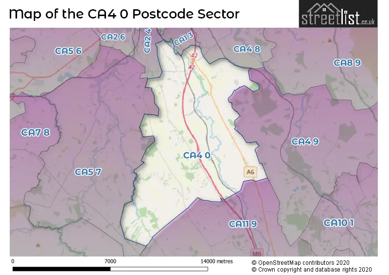 Map of the CA4 0 and surrounding postcode sector