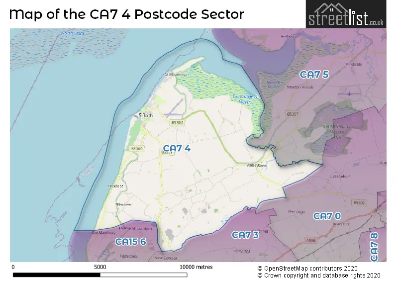 Map of the CA7 4 and surrounding postcode sector