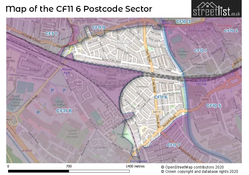 Map of the CF11 6 and surrounding postcode sector