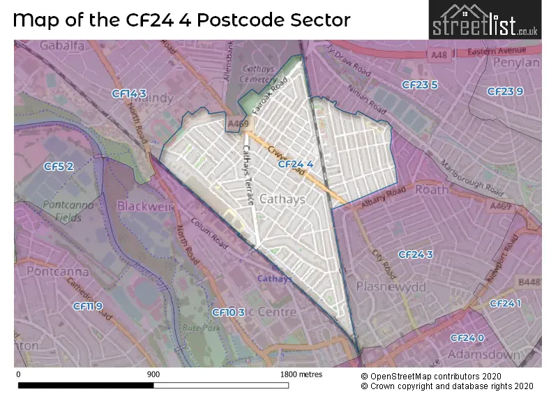 Map of the CF24 4 and surrounding postcode sector